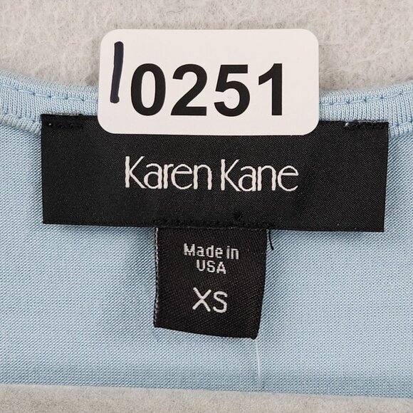 Karen Kane Shirt Womens Blue Extra Small Draped Ruffle Long Sleeve Tunic NEW - Picture 7 of 11